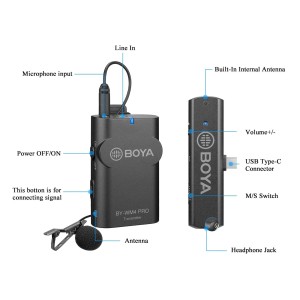 میکروفون یقه ای بی سیم بویا مدل BY-WM4 PRO-K5 رابط Type-C
